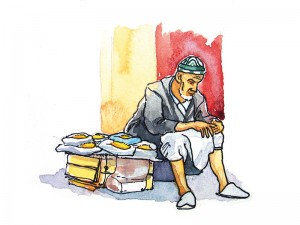 croquis aquarelle Pascal Pariselle souks Marrakech Maroc