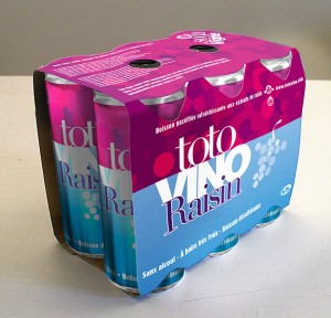 Packaging et canette Toto vino raisin Névian Aude