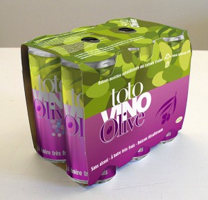 Packaging et canette Toto vino Olive Névian Aude