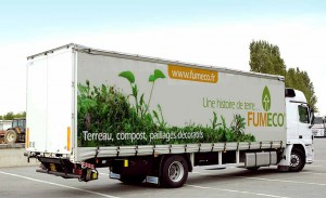 Visuel bâche camion Fumeco Leze société de terreau et d'amendement biologique Midi-Pyrénées Ariège