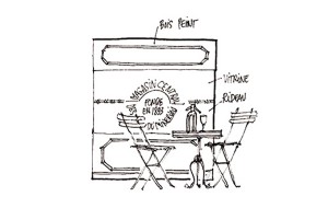 Croquis scénographie chai port Minervois Homps Canal du Midi